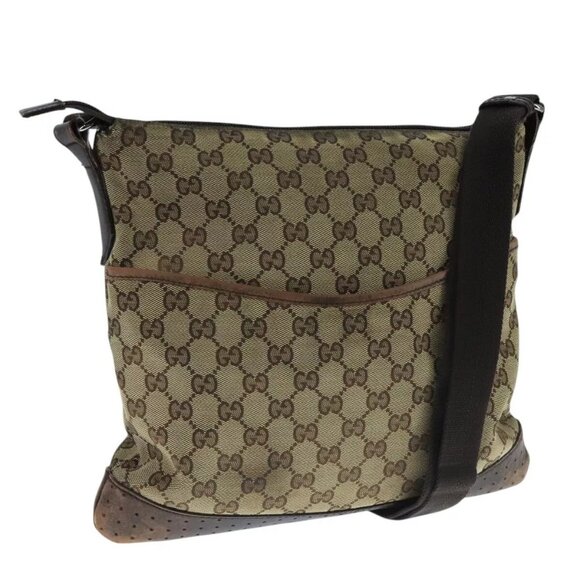 GUCCI GG Canvas Shoulder Bag Beige Silver 145857 Auth bs21051 - Picture 1 of 15